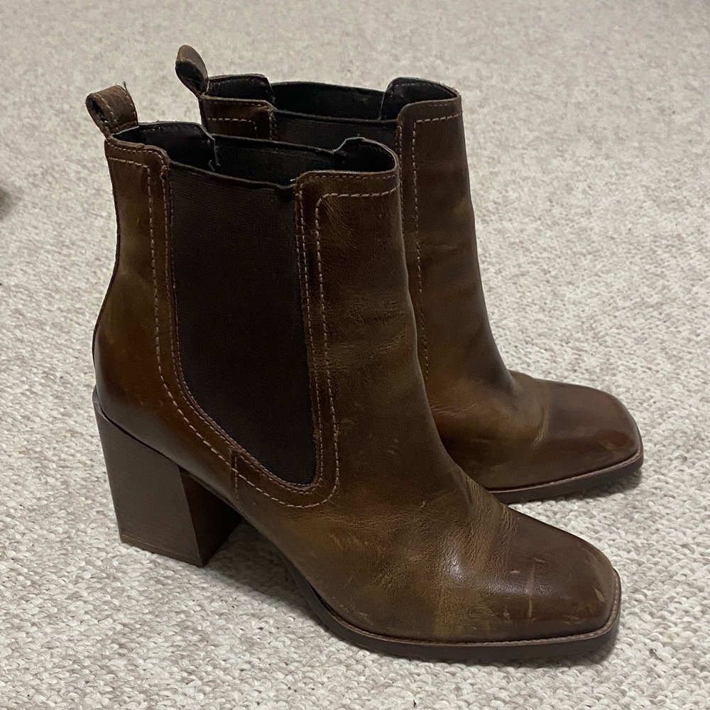 Aldo Brown Block Heel Booties